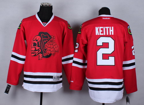 Chicago Blackhawks #2 Duncan Keith Red With Red Skulls Jersey