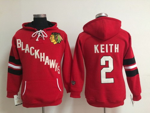 Old Time Hockey Chicago Blackhawks #2 Duncan Keith Red Womens Hoodie