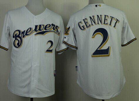 Milwaukee Brewers #2 Scooter Gennett White Jersey