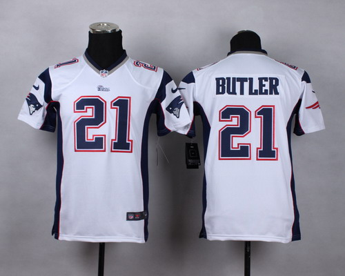 Nike New England Patriots #21 Malcolm Butler White Game Kids Jersey