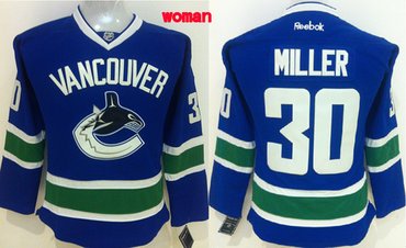 Vancouver Canucks #30 Ryan Miller Blue Womens Jersey