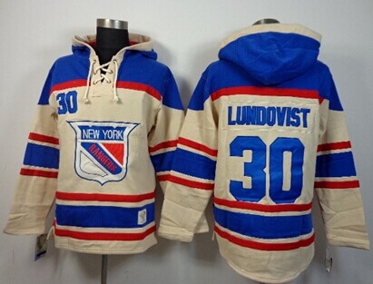 Old Time Hockey New York Rangers #30 Henrik Lundqvist Cream Hoodie