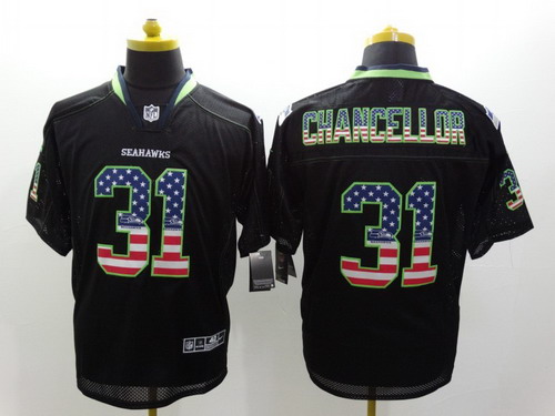 Nike Seattle Seahawks #31 Kam Chancellor 2014 USA Flag Fashion Black Elite Jersey