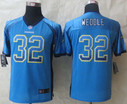 Nike San Diego Chargers #32 Eric Weddle Drift Fashion Blue Kids Jersey