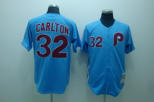 Philadelphia Phillies #32 Steve Carlton 1980 Blue Throwback Jersey