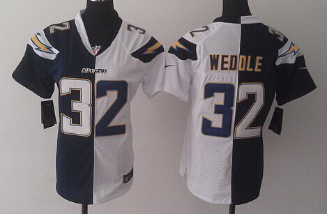 Nike San Diego Chargers #32 Eric Weddle 2013 Navy Blue/White Two Tone Womens Jersey