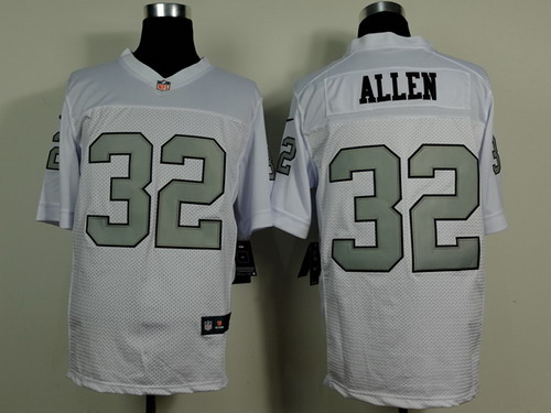 Nike Oakland Raiders #32 Marcus Allen White With Silvery Elite Jersey