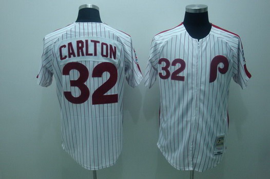 Philadelphia Phillies #32 Steve Carlton 1976 White Throwback Jersey