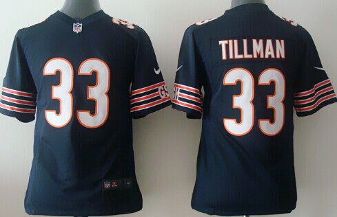 Nike Chicago Bears #33 Charles Tillman Blue Game Kids Jersey