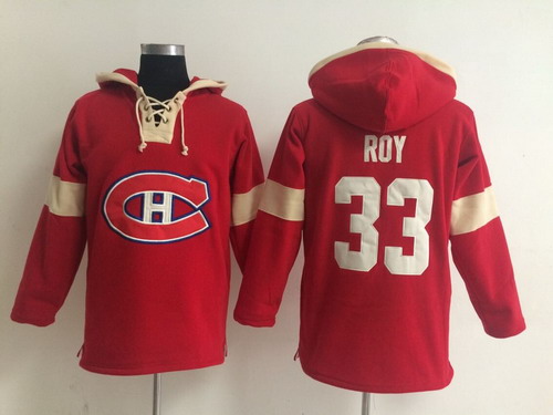 2014 Old Time Hockey Montreal Canadiens #33 Patrick Roy Red Hoodie