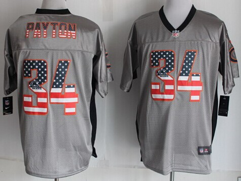 Nike Chicago Bears #34 Walter Payton 2014 USA Flag Fashion Gray Elite Jersey