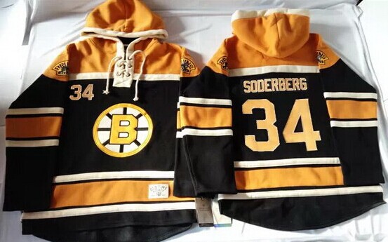 Old Time Hockey Boston Bruins #34 Carl Soderberg Black Hoodie