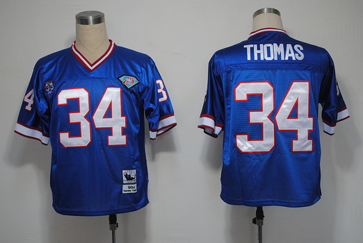 Buffalo Bills #34 Thurman Thomas Blue Throwback Jersey