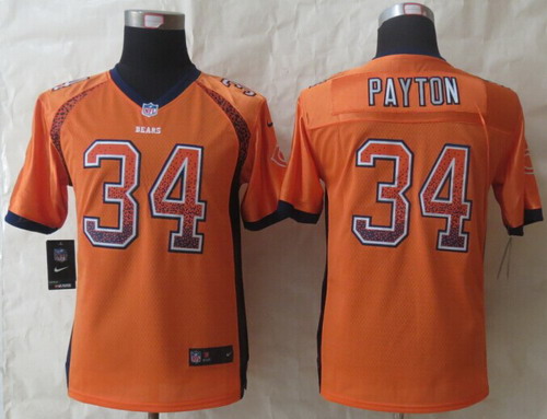 Nike Chicago Bears #34 Walter Payton Drift Fashion Orange Elite Jersey