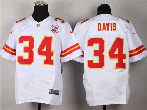 Nike Kansas City Chiefs #34 Knile Davis White Elite Jersey