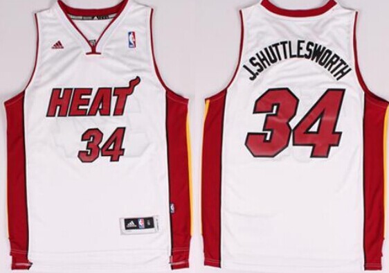 Miami Heat Blank #34 J.Shuttlesworth Nickname White Swingman Jersey