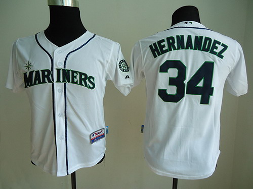 Seattle Mariners #34 Felix Hernandez White Kids Jersey