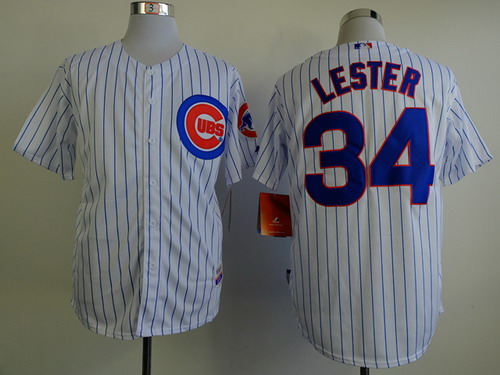 Chicago Cubs #34 Jon Lester White Jersey