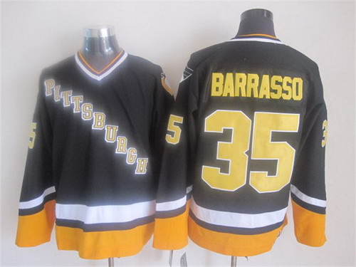 Pittsburgh Penguins #35 Tom Barrasso 1993 Black Throwback CCM Jersey