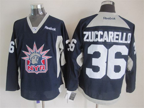 New York Rangers #36 Mats Zuccarello 2014 NYR Training Navy Blue Jersey