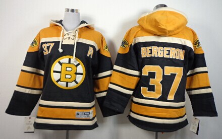 Old Time Hockey Boston Bruins #37 Patrice Bergeron Black Kids Hoodie