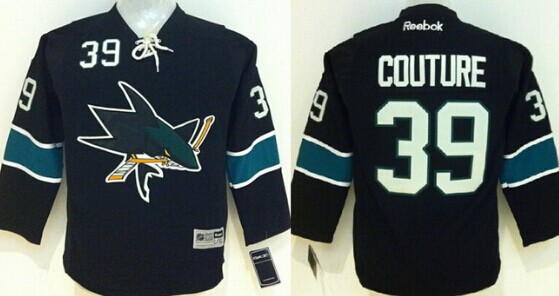 San Jose Sharks #39 Logan Couture Black Third Kids Jersey