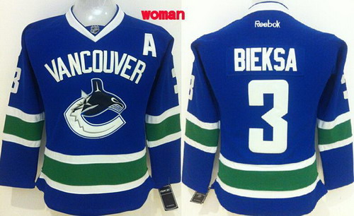 Vancouver Canucks #3 Kevin Bieksa Blue Womens Jersey