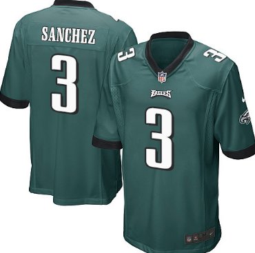 Nike Philadelphia Eagles #3 Mark Sanchez Dark Green Game Kids Jersey