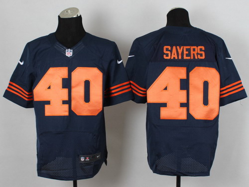 Nike Chicago Bears #40 Gale Sayers Blue With Orange Elite Jersey