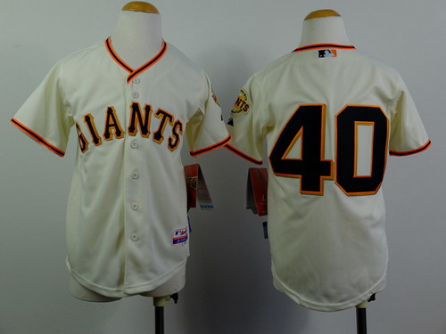 San Francisco Giants #40 Madison Bumgarner Cream Kids Jersey