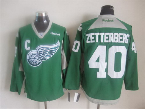 Detroit Red Wings #40 Henrik Zetterberg 2014 Training Green Jersey