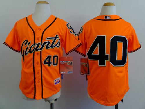 San Francisco Giants #40 Madison Bumgarner Orange Kids Jersey