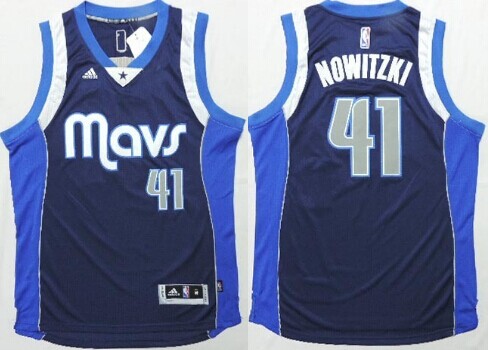 Dallas Mavericks #41 Dirk Nowitzki Revolution 30 Swingman 2014 New Navy Blue Jersey