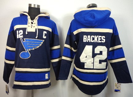 Old Time Hockey St. Louis Blues #42 David Backes Navy Blue Hoodie