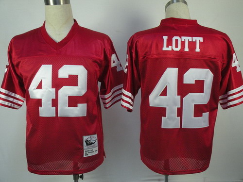 San Francisco 49ers #42 Ronnie Lott Red Throwback Jersey