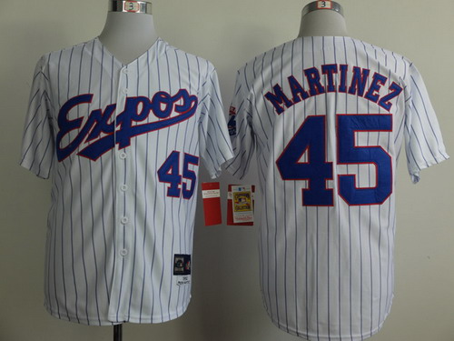 Montreal Expos #45 Pedro Martinez 1982 White Pinstripe Throwback Jersey