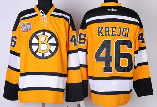 Boston Bruins #46 David Krejci Yellow Jersey