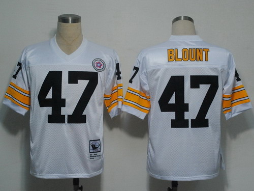 Pittsburgh Steelers #47 Mel Blount White Throwback Jersey