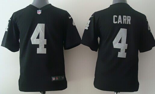 Nike Oakland Raiders #4 Derek Carr Black Game Kids Jersey