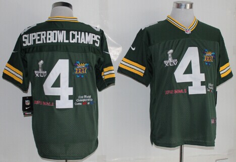 Nike Green Bay Packers #4 Super Bowl Champs Green Elite Jersey