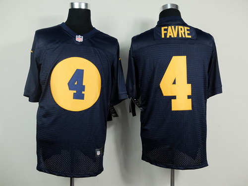 Nike Green Bay Packers #4 Brett Favre Navy Blue Elite Jersey
