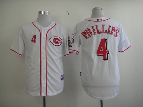 Cincinnati Reds #4 Brandon Phillips White Jersey