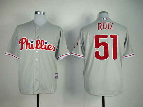 Philadelphia Phillies #51 Carlos Ruiz Gray Jersey