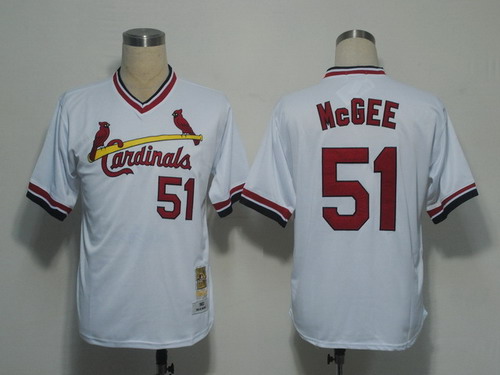 St. Louis Cardinals #51 Willie McGee 1982 White Throwback Jersey