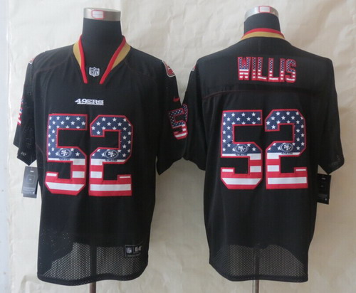 Nike San Francisco 49ers #52 Patrick Willis 2014 USA Flag Fashion Black Elite Jersey