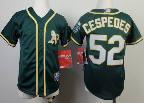 Oakland Athletics #52 Yoenis Cespedes 2014 Green Kids Jersey