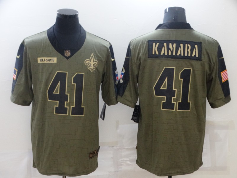 Men's New Orleans Saints #41 Alvin Kamara Nike Olive 2021 Salute To Service Limited Player Jersey