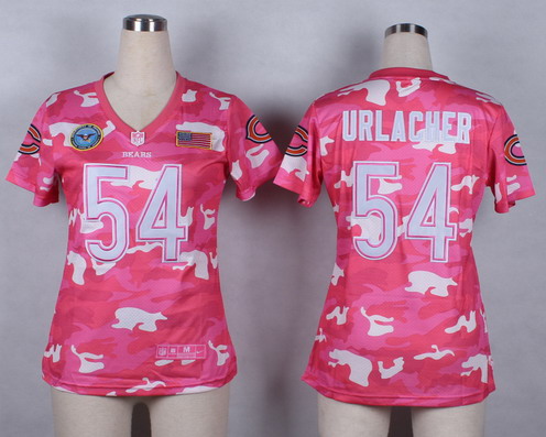 Nike Chicago Bears #54 Brian Urlacher 2014 Salute to Service Pink Camo Womens Jersey