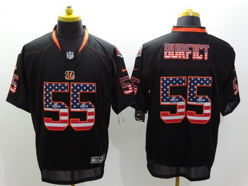 Nike Cincinnati Bengals #55 Vontaze Burfict 2014 USA Flag Fashion Black Elite Jersey