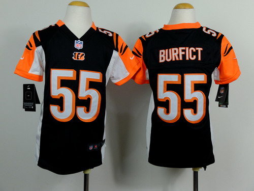 Nike Cincinnati Bengals #55 Vontaze Burfict Black Game Kids Jersey